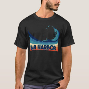 Camiseta Bar Harbor Maine Retro Surf Velas & Férias de Pes