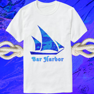Camiseta Bar Harbour Maine Blue Watercolor