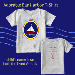 Camiseta Bar Harbour Maine Cute Sailboat com nome de crianç