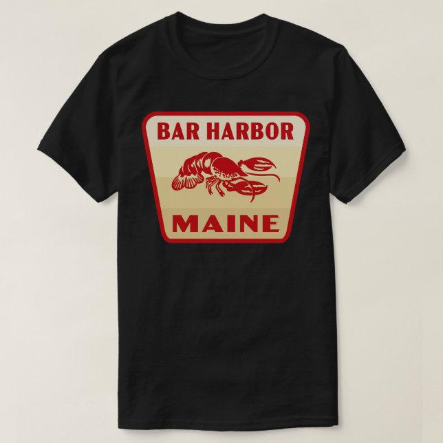 Camiseta Bar Harbour Maine Retro Crachá Tan (Frente do Design)