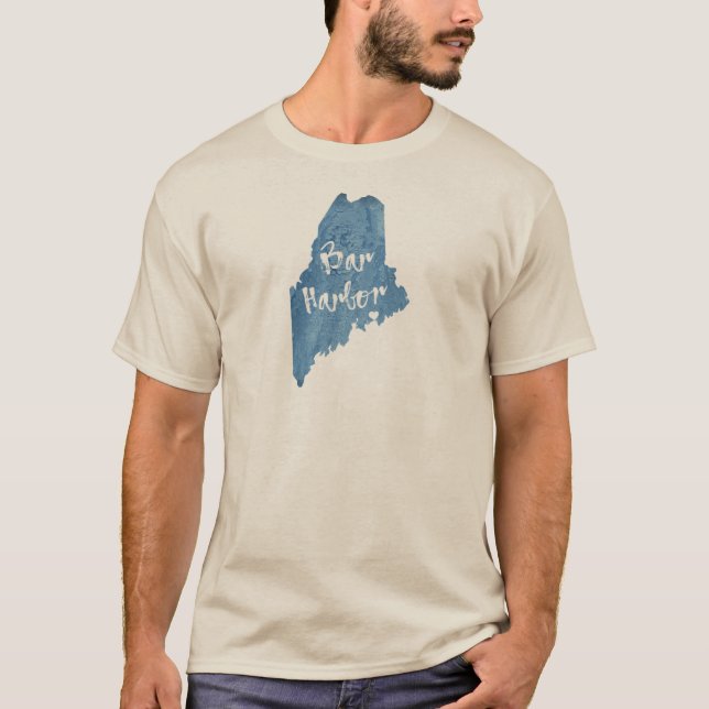Camiseta Bar Harbour Maine Wood Grain (Frente)