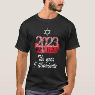 Camiseta bar Mitzvah 2023 Citação Vermelho Negro Festivo