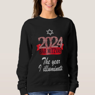 Camiseta bar Mitzvah 2024 Citação Vermelho Negro Festivo