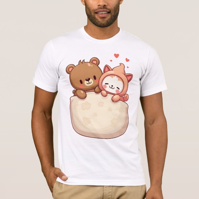 Camiseta Bär und Katze Kawaii (Frente)