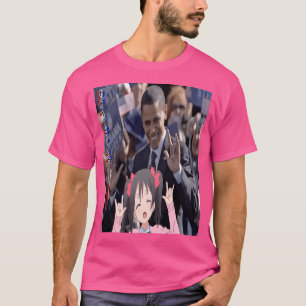 Camiseta Barack Obama Com Anime Girl