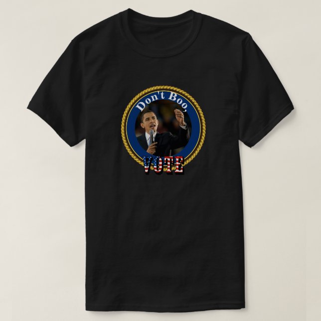 Camiseta Barack Obama...Não Boo, VOTE (Frente do Design)