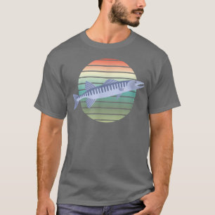 Camiseta Baracuda Peixe Retrô para Homens Mulheres Crianças