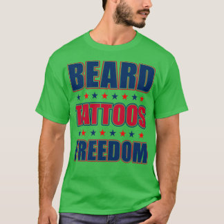 Camiseta Barba E Tatuagem Homens Presente Americano Ocupado