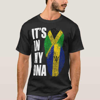 Camiseta Barbadian And Jamaican Mi DNA Flag Heritage 