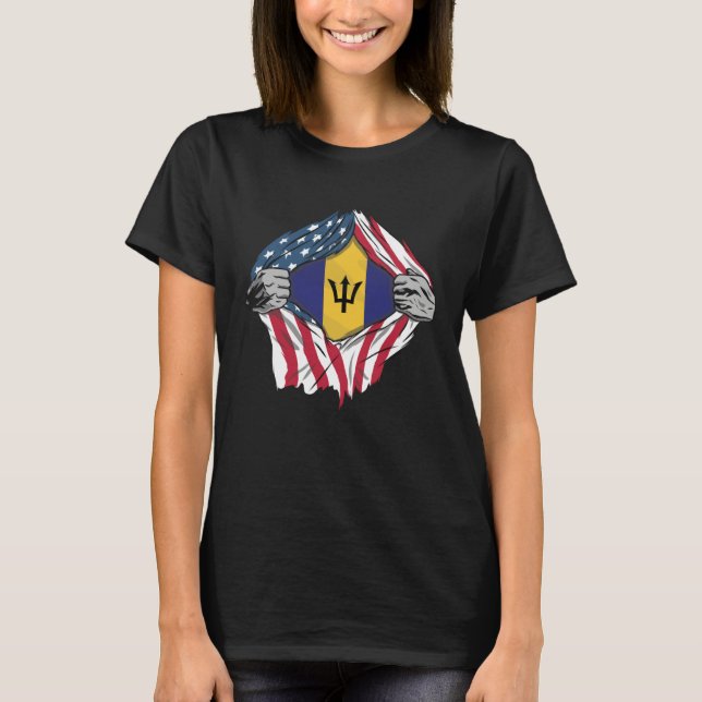 Camiseta Barbadian Blood Inside Me  Barbados Flag (Frente)