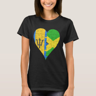 Camiseta Barbadiano Jamaican Flag Heart