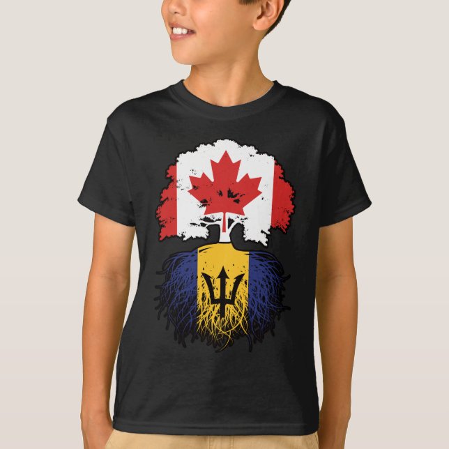 Camiseta Barbados Barbadiana Canada Tree Roots Flag (Frente)