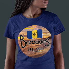 Camiseta "Barbados Est. Sunset De 1966" Com Bandeira De Bar