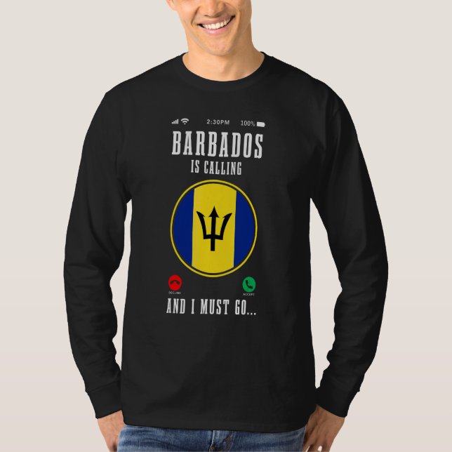 Camiseta Barbados Está Chamando E Eu Devo Ir  Bandeira Barb (Frente)