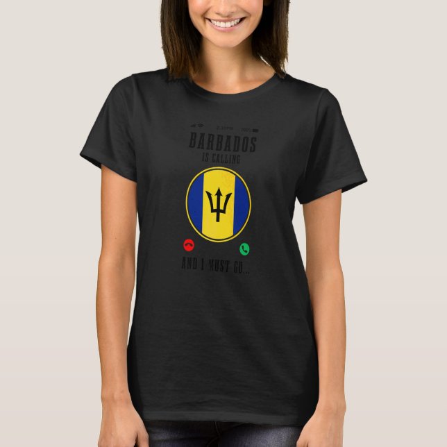 Camiseta Barbados Está Chamando E Eu Devo Ir  Bandeira Barb (Frente)