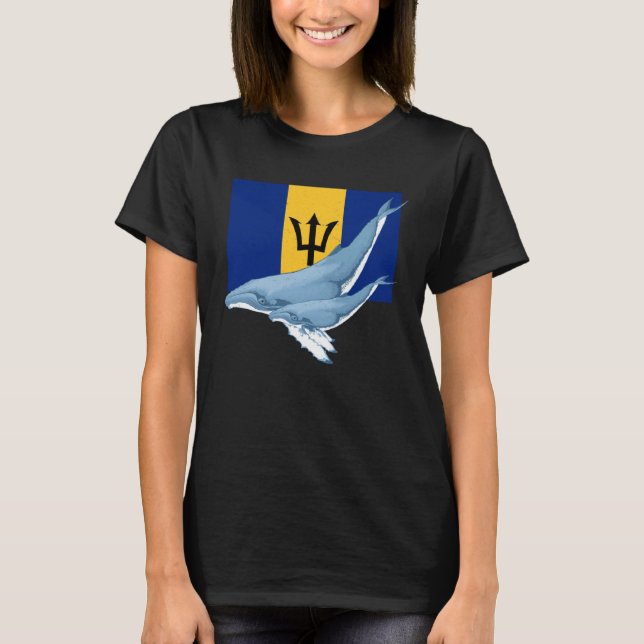 Camiseta Barbados Flag with Humpback Whales Bajan Pride (Frente)