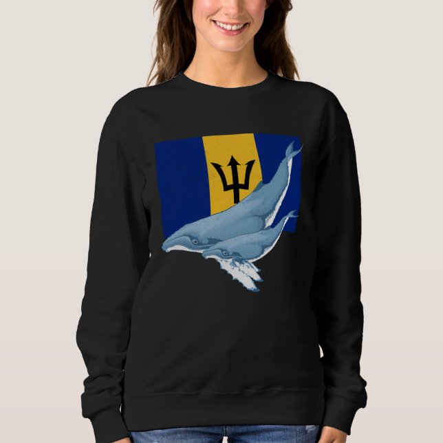Camiseta Barbados Flag with Humpback Whales Bajan Pride (Frente)