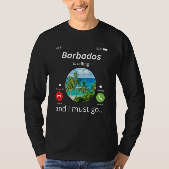 Camiseta Barbados Is Calling and I Must Go Barbados Flag (Frente)