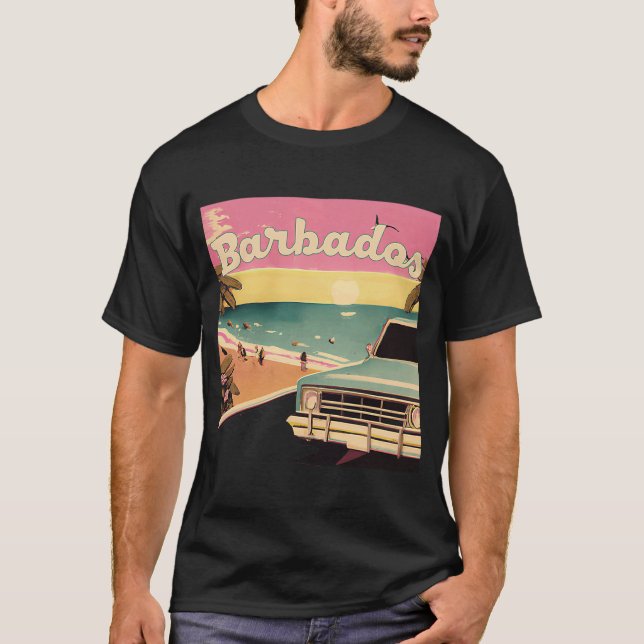 Camiseta Barbados Retro Beach Vacing Graphics Barbados Su (Frente)