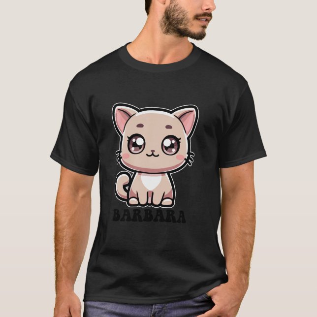 Camiseta Barbara Cute Kitty Cat Design para Nome das Rapari (Frente)