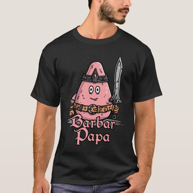 Camiseta Barbare Papa - humour fantasy décalé (Frente)
