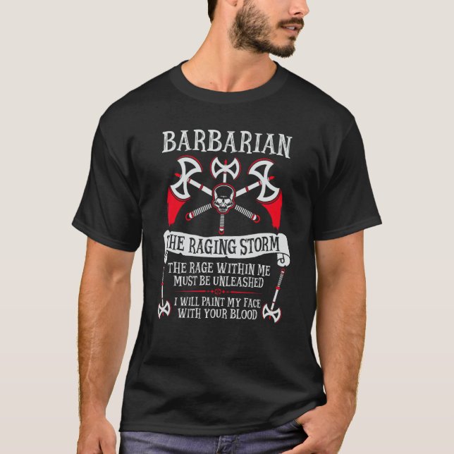 Camiseta Bárbaro - Fantasia, RPG, Tabletop RPG, TTRPG, (Frente)