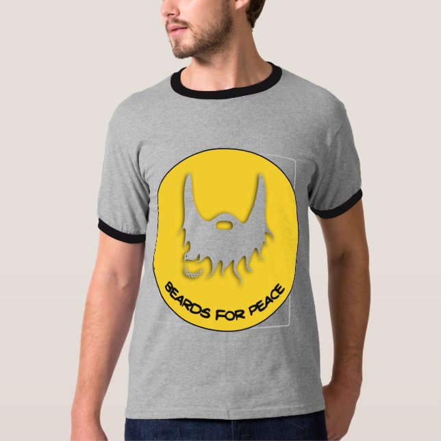Camiseta Barbas para o amarelo da pomba da paz (Frente)