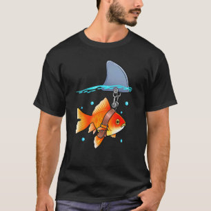 Camiseta Barbatanas de Tubarão Falsas Peixes Dourados Engra