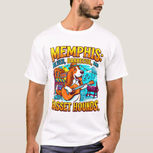 Camiseta Barbecue e Basset Hounds do Blues de Memphis
