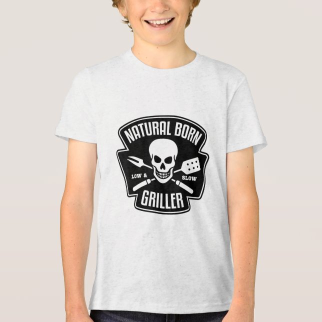 Camiseta Barbecue Natural Nascer Griller Funny Grill Master (Frente)