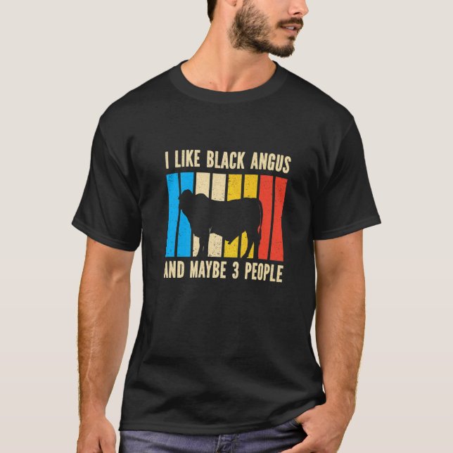Camiseta Barbecue Retro I Like Black Angus And Maybe 3 Peop (Frente)