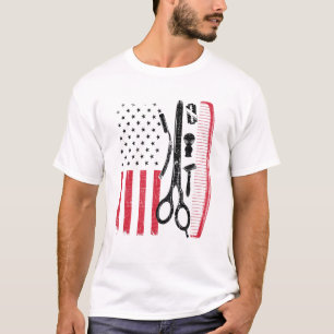 Camiseta Barbeiro legal Americano Para Homens Cortando 4 Ca