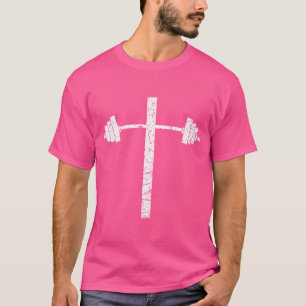 Camiseta Barbell Dumbbell Cross Christian Jesus Gym Workout