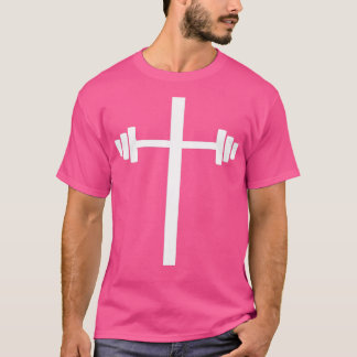 Camiseta Barbell Dumbbell Cross Christian Jesus Gym Workout
