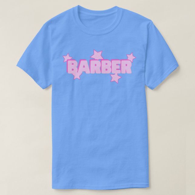 Camiseta Barber Com Estrelas Rosa (Frente do Design)