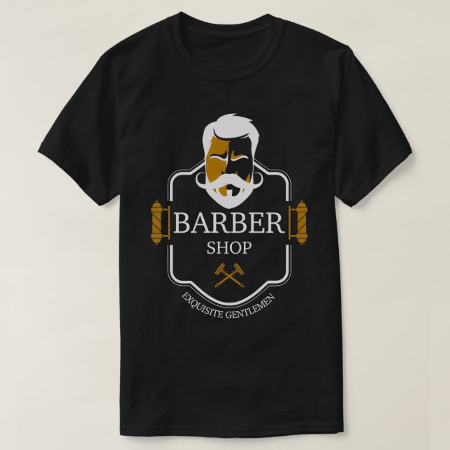 Camiseta Barber Compra Excelente Cavalheiros Estilo de Cabe (Frente do Design)