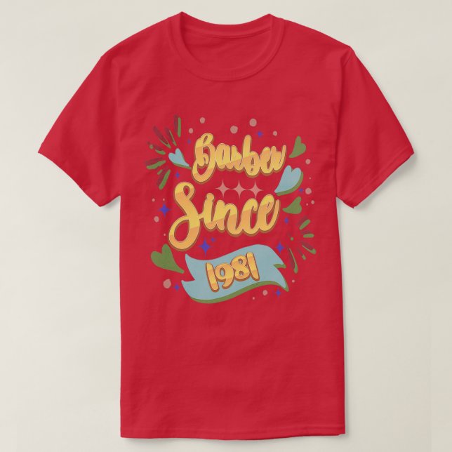 Camiseta Barber, Desde 1981, Oferece Ideias De Presente Par (Frente do Design)