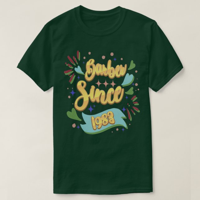 Camiseta Barber, Desde 1983, Oferece Ideias De Presente Par (Frente do Design)