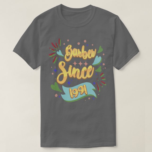 Camiseta Barber, Desde 1991, Oferece Ideias De Presente Par (Frente do Design)