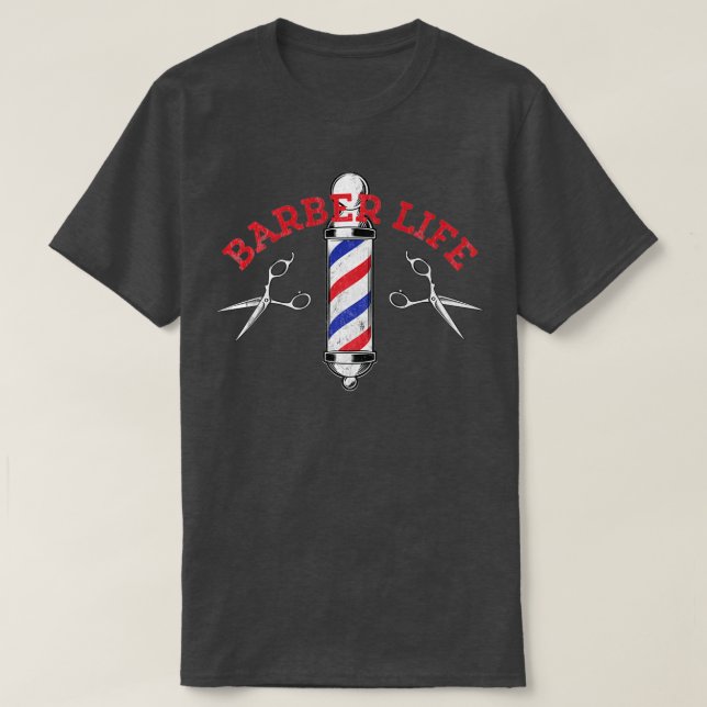 Camiseta Barber Life Salon Hair Dresser Em Tesoura (Frente do Design)