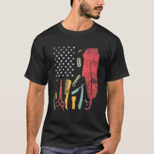 Camiseta Barber U Flag Hairdresser Love Hairdryer Barber H