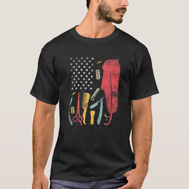 Camiseta Barber U Flag Hairdresser Love Hairdryer Barber H (Frente)