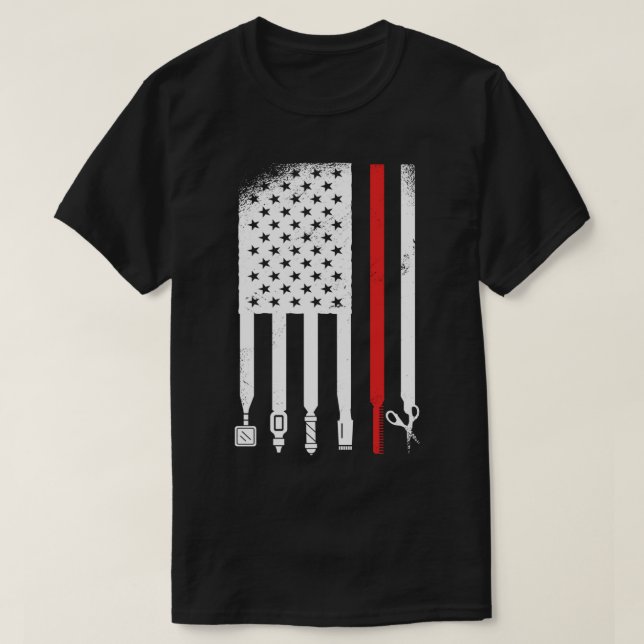 Camiseta Barber USA Grunge Flag (Frente do Design)
