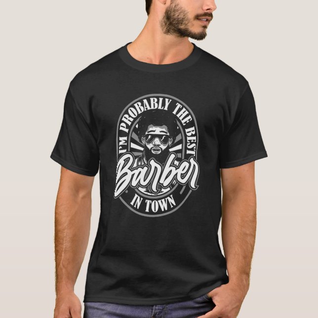 Camiseta Barbershop Afro Haircut Coiffeur   Beard Hairstyle (Frente)
