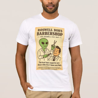 Camiseta Barbershop Hairdresser Roswell - Aliens da década 