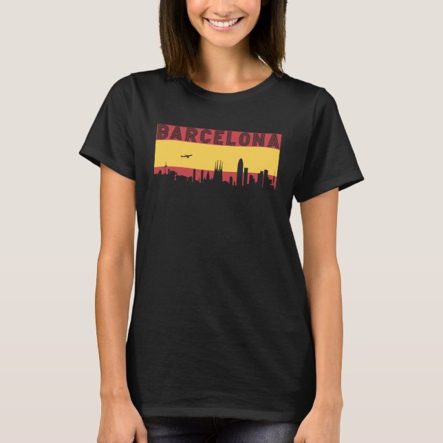 Camiseta Barcelona Skyline Spain Vacation Travel (Frente)