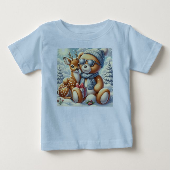 Camiseta Bärchen Rehkitz im Schnee mit Geschenk (Frente)
