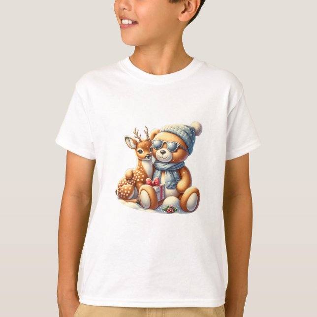 Camiseta Bärchen und sein Rehkitz im Schnee (Frente)