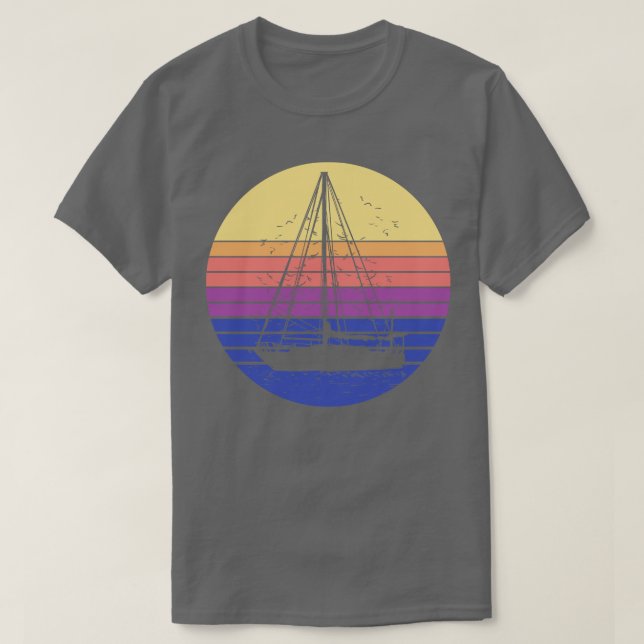 Camiseta Barco à vela à vela retrô 1 (Frente do Design)