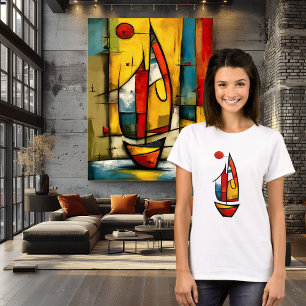 Camiseta Barco à Vela Abstrato Arte Náutica Expressionist